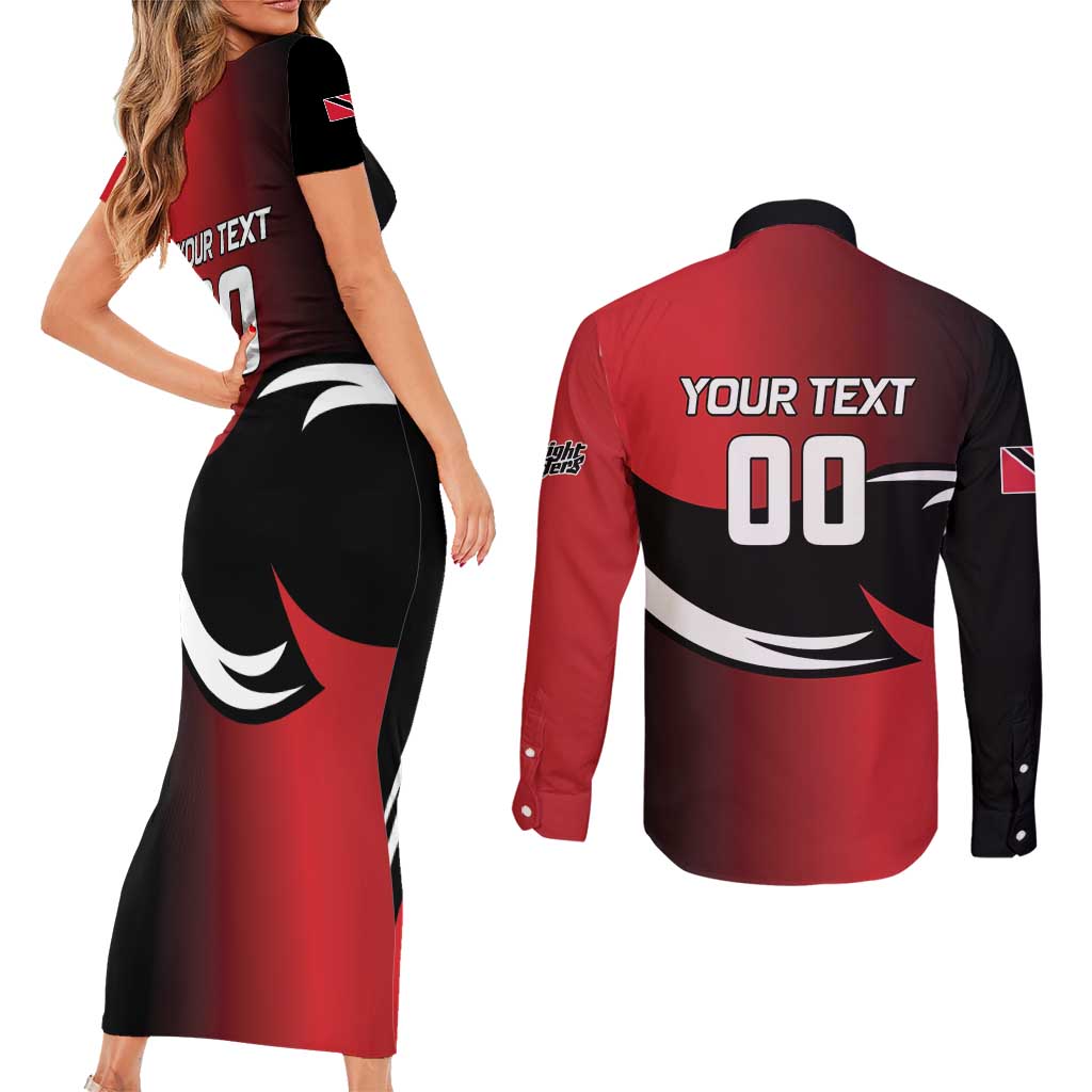 Custom Trinbago Cricket Knight Riders Couples Matching Short Sleeve Bodycon Dress and Long Sleeve Button Shirt We Are TKR - Wonder Print Shop