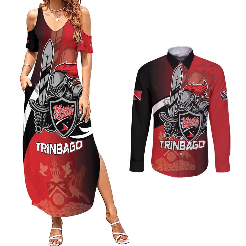 Custom Trinbago Cricket Knight Riders Couples Matching Summer Maxi Dress and Long Sleeve Button Shirt We Are TKR - Wonder Print Shop