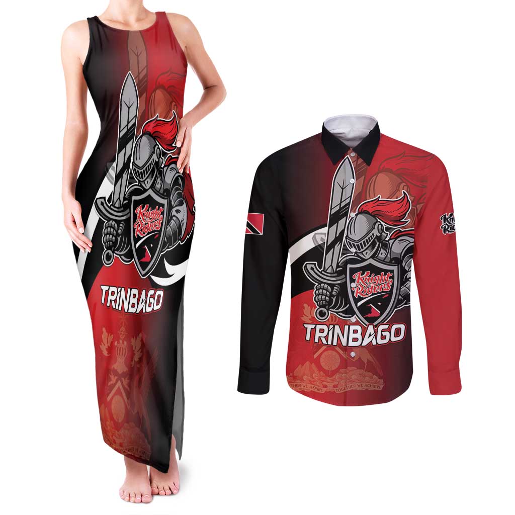 Custom Trinbago Cricket Knight Riders Couples Matching Tank Maxi Dress and Long Sleeve Button Shirt We Are TKR - Wonder Print Shop
