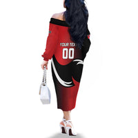 Custom Trinbago Cricket Knight Riders Family Matching Off The Shoulder Long Sleeve Dress and Hawaiian Shirt We Are TKR - Wonder Print Shop