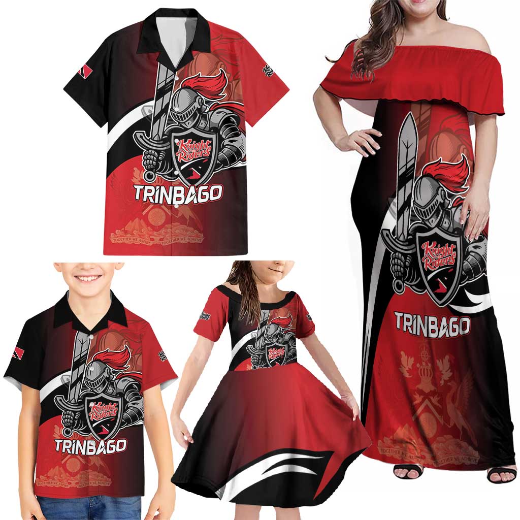 Custom Trinbago Cricket Knight Riders Family Matching Off Shoulder Maxi Dress and Hawaiian Shirt We Are TKR - Wonder Print Shop
