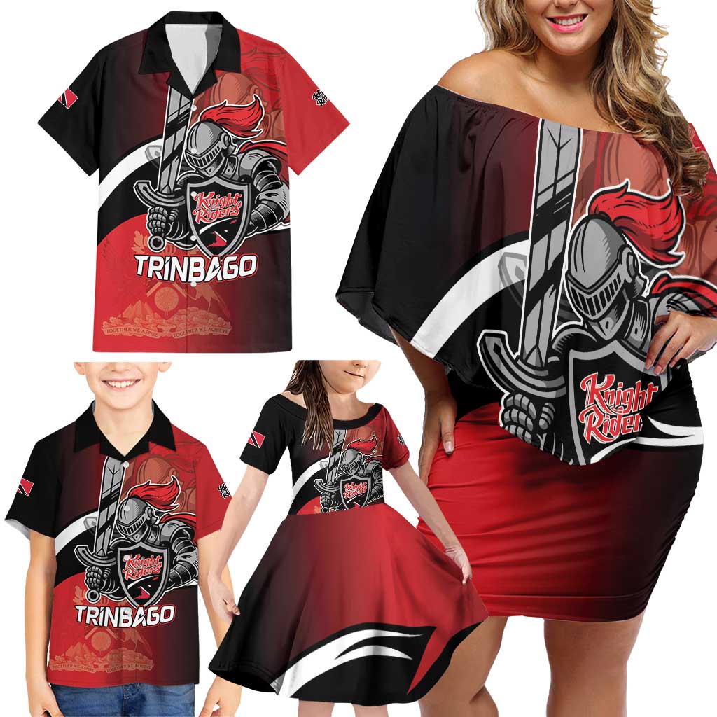 Custom Trinbago Cricket Knight Riders Family Matching Off Shoulder Short Dress and Hawaiian Shirt We Are TKR - Wonder Print Shop