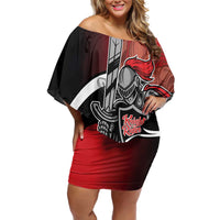 Custom Trinbago Cricket Knight Riders Family Matching Off Shoulder Short Dress and Hawaiian Shirt We Are TKR - Wonder Print Shop