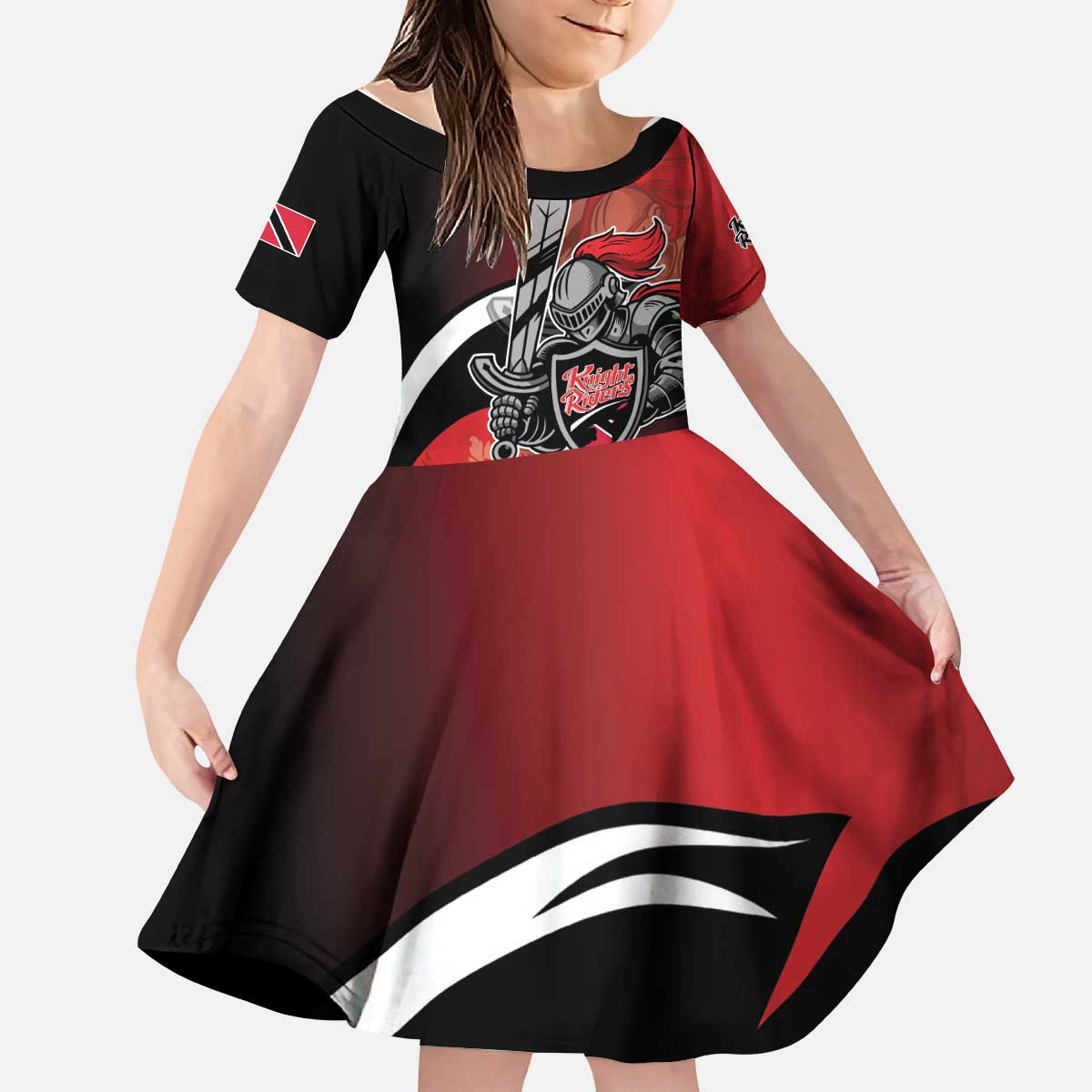Custom Trinbago Cricket Knight Riders Kid Short Sleeve Dress We Are TKR - Wonder Print Shop