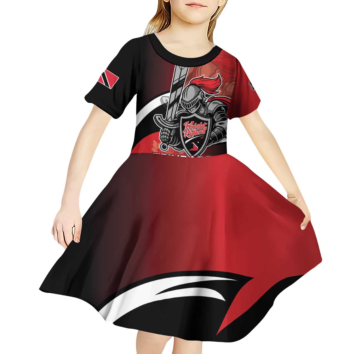 Custom Trinbago Cricket Knight Riders Kid Short Sleeve Dress We Are TKR - Wonder Print Shop