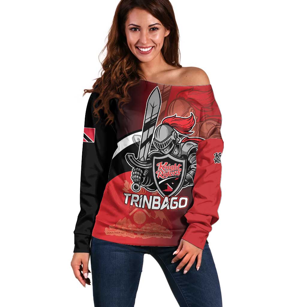 Custom Trinbago Cricket Knight Riders Off Shoulder Sweater We Are TKR - Wonder Print Shop