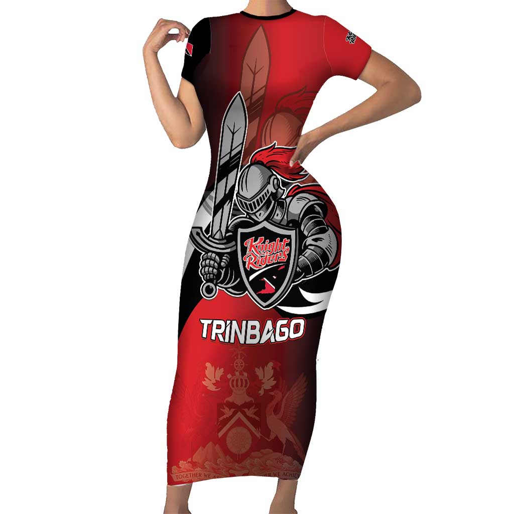 Custom Trinbago Cricket Knight Riders Short Sleeve Bodycon Dress We Are TKR - Wonder Print Shop