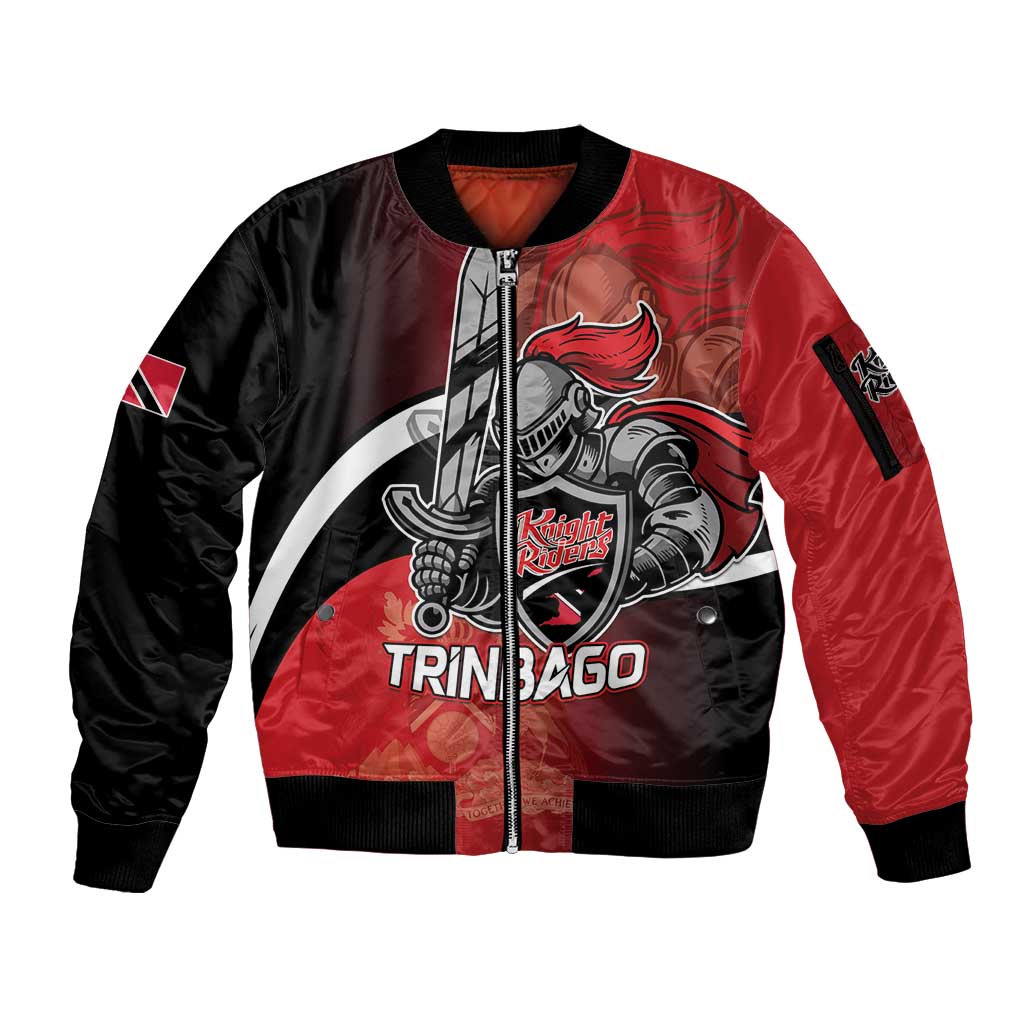 Custom Trinbago Cricket Knight Riders Sleeve Zip Bomber Jacket We Are TKR - Wonder Print Shop