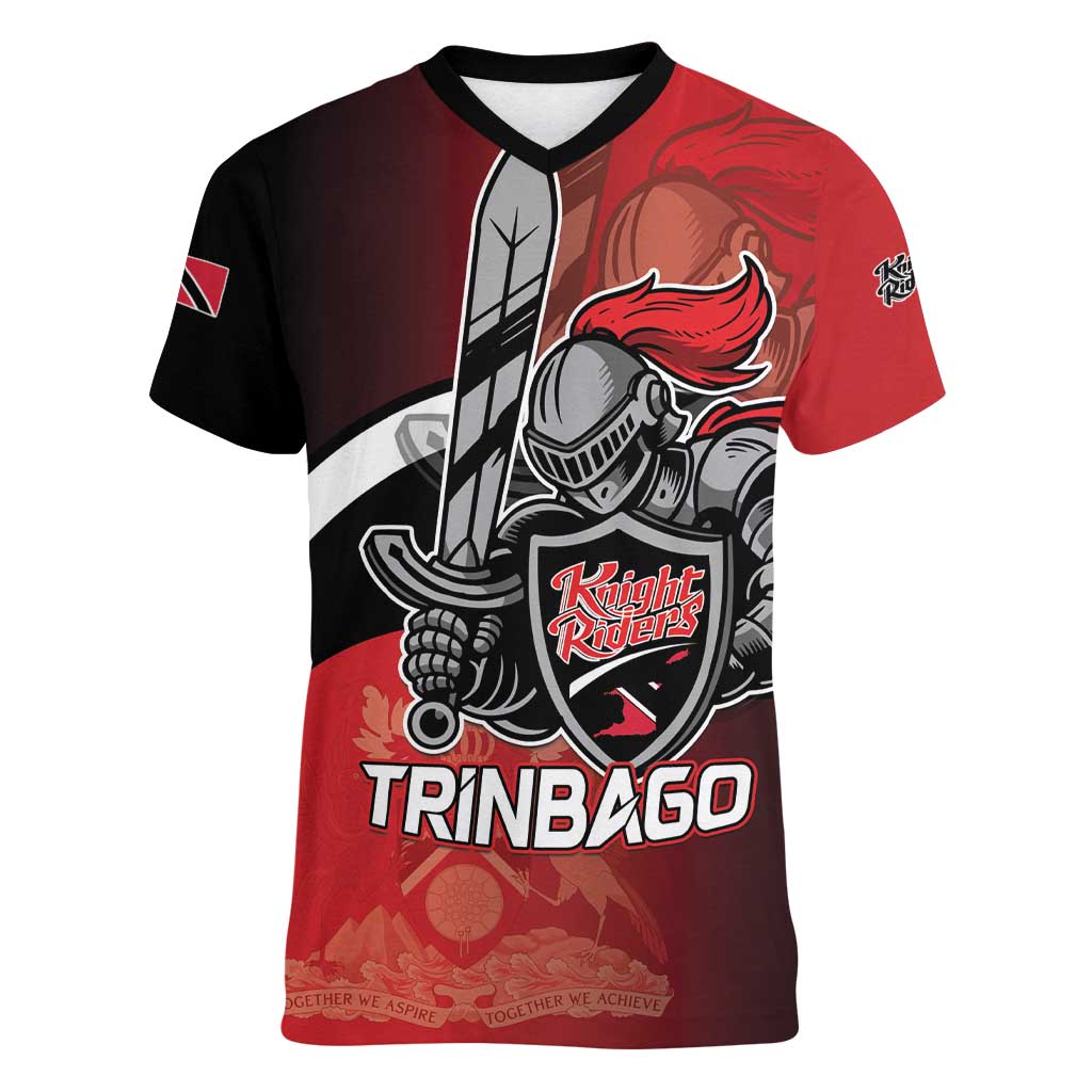Custom Trinbago Cricket Knight Riders Women V-Neck T-Shirt We Are TKR - Wonder Print Shop