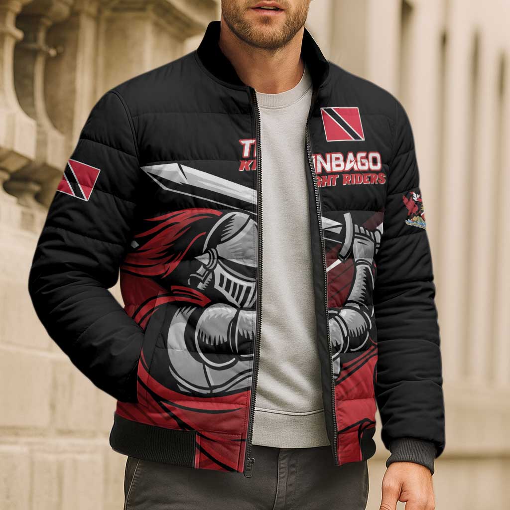 Custom Knight Riders Trinbago Cricket Bomber Puffer Jacket Play Fight Win Repeat - Wonder Print Shop