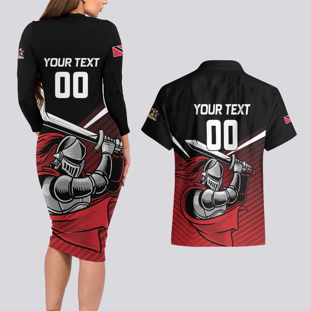 Custom Knight Riders Trinbago Cricket Couples Matching Long Sleeve Bodycon Dress and Hawaiian Shirt Play Fight Win Repeat LT01