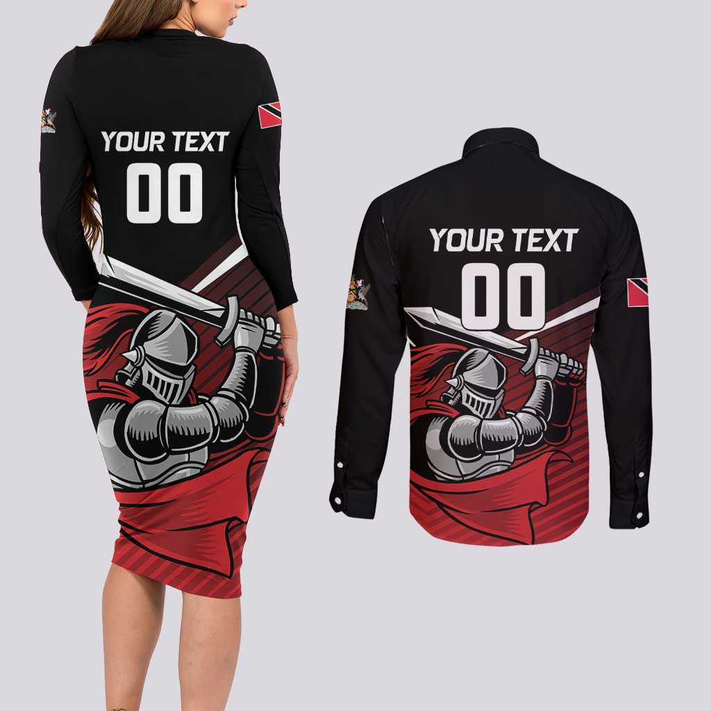 Custom Knight Riders Trinbago Cricket Couples Matching Long Sleeve Bodycon Dress and Long Sleeve Button Shirt Play Fight Win Repeat LT01