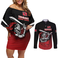 Custom Knight Riders Trinbago Cricket Couples Matching Off Shoulder Short Dress and Long Sleeve Button Shirt Play Fight Win Repeat LT01