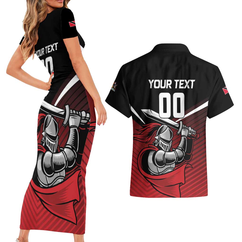 Custom Knight Riders Trinbago Cricket Couples Matching Short Sleeve Bodycon Dress and Hawaiian Shirt Play Fight Win Repeat LT01