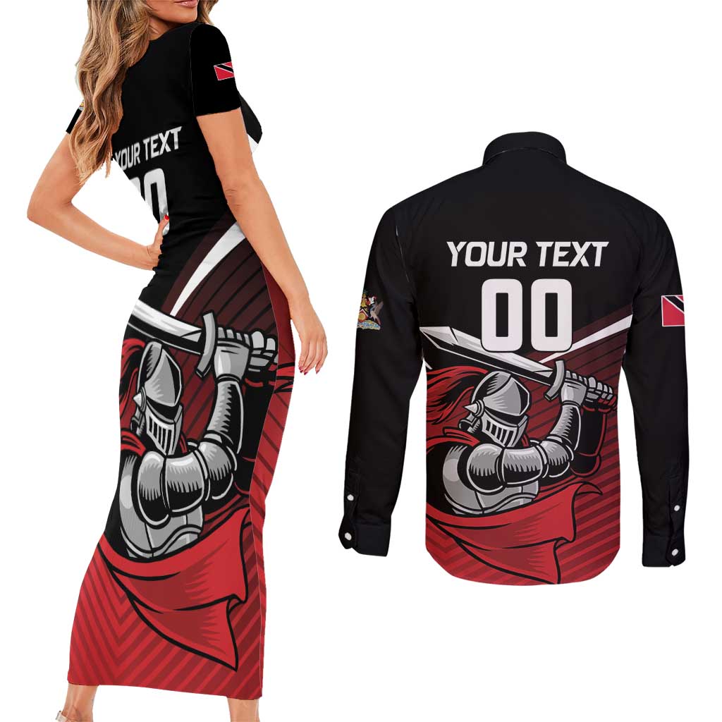 Custom Knight Riders Trinbago Cricket Couples Matching Short Sleeve Bodycon Dress and Long Sleeve Button Shirt Play Fight Win Repeat LT01