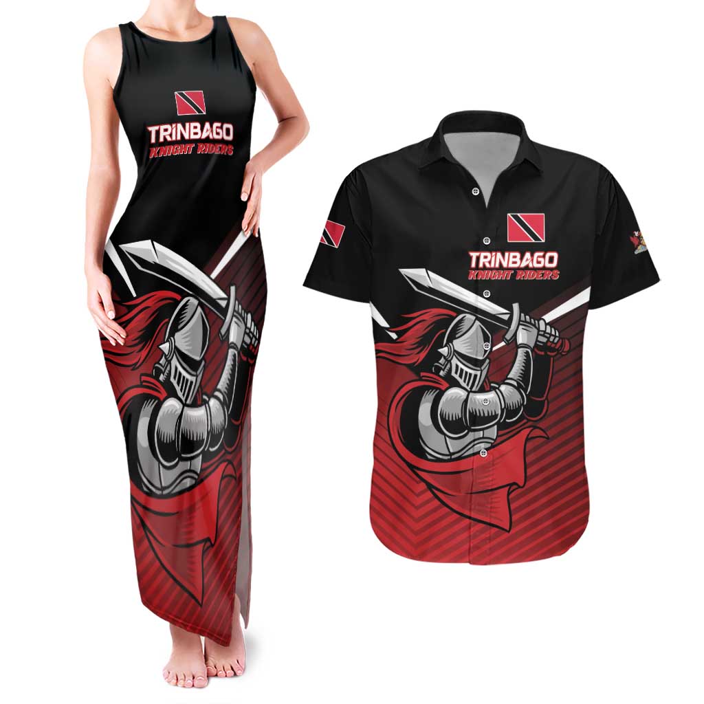 Custom Knight Riders Trinbago Cricket Couples Matching Tank Maxi Dress and Hawaiian Shirt Play Fight Win Repeat LT01