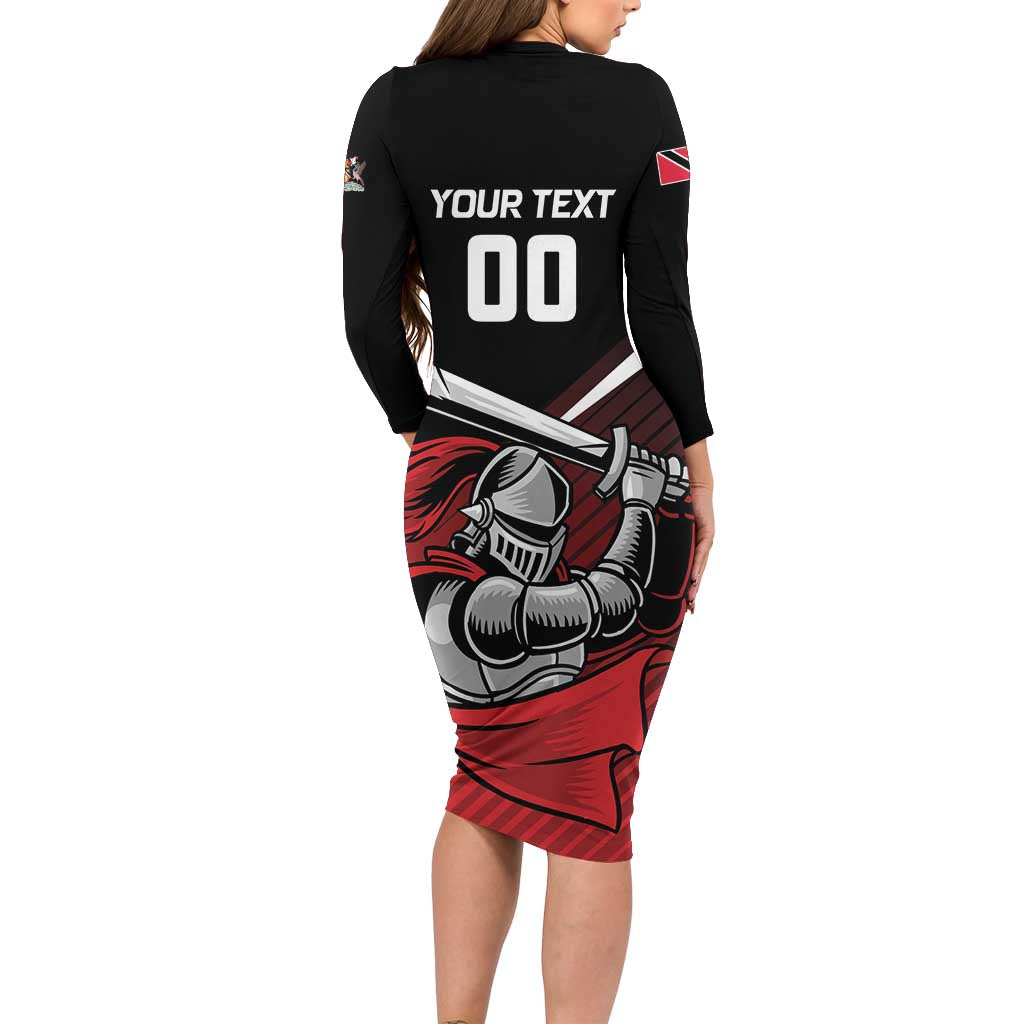 Custom Knight Riders Trinbago Cricket Family Matching Long Sleeve Bodycon Dress and Hawaiian Shirt Play Fight Win Repeat LT01