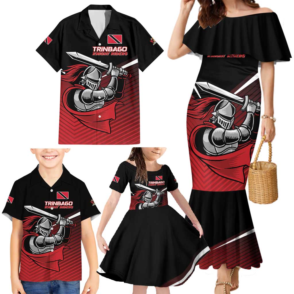 Custom Knight Riders Trinbago Cricket Family Matching Mermaid Dress and Hawaiian Shirt Play Fight Win Repeat LT01