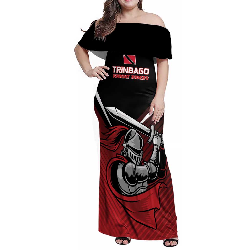 Custom Knight Riders Trinbago Cricket Family Matching Off Shoulder Maxi Dress and Hawaiian Shirt Play Fight Win Repeat LT01
