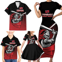 Custom Knight Riders Trinbago Cricket Family Matching Short Sleeve Bodycon Dress and Hawaiian Shirt Play Fight Win Repeat LT01