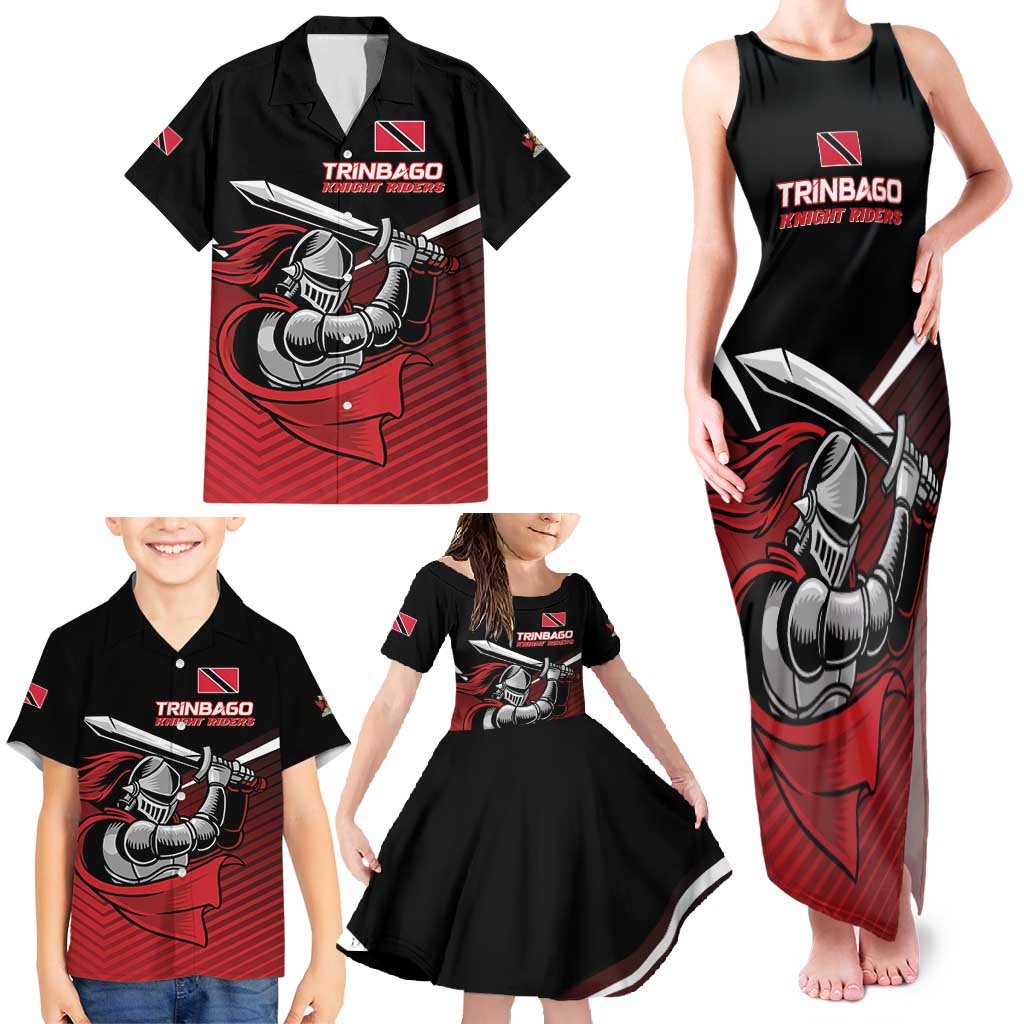 Custom Knight Riders Trinbago Cricket Family Matching Tank Maxi Dress and Hawaiian Shirt Play Fight Win Repeat LT01