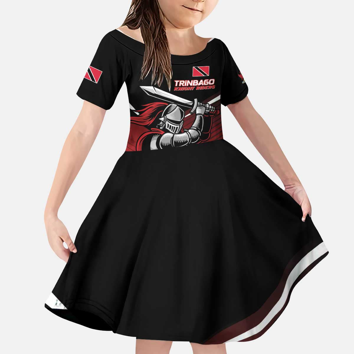 Custom Knight Riders Trinbago Cricket Kid Short Sleeve Dress Play Fight Win Repeat LT01