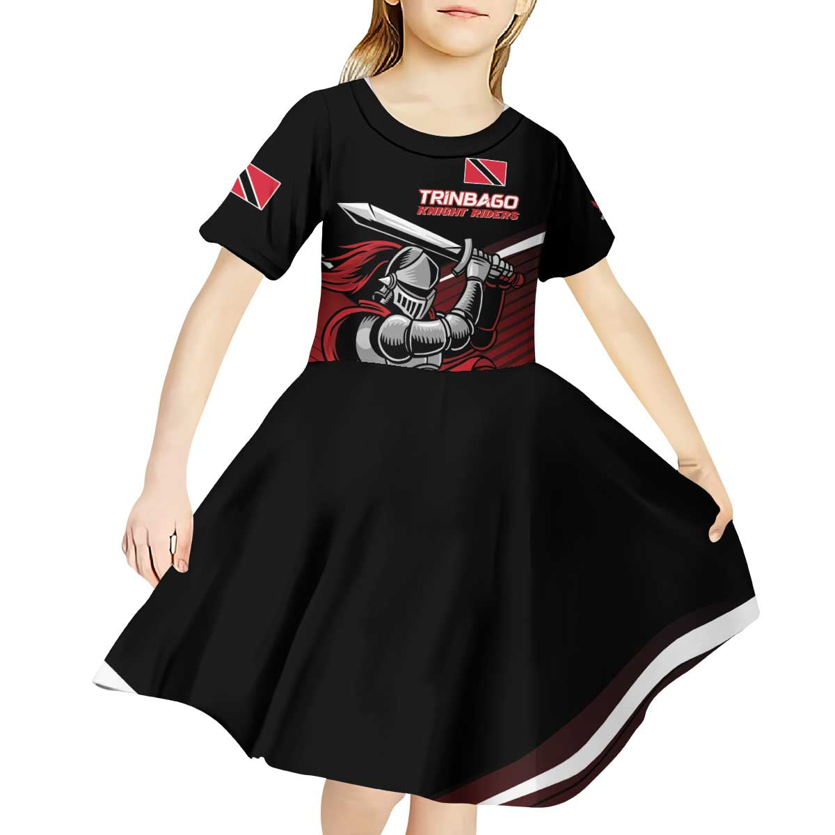 Custom Knight Riders Trinbago Cricket Kid Short Sleeve Dress Play Fight Win Repeat LT01