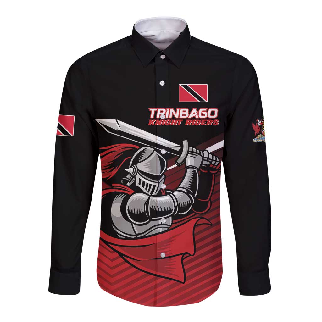 Custom Knight Riders Trinbago Cricket Long Sleeve Button Shirt Play Fight Win Repeat LT01