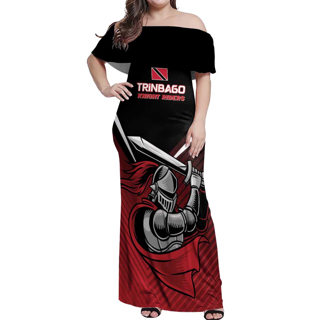 Custom Knight Riders Trinbago Cricket Off Shoulder Maxi Dress Play Fight Win Repeat LT01