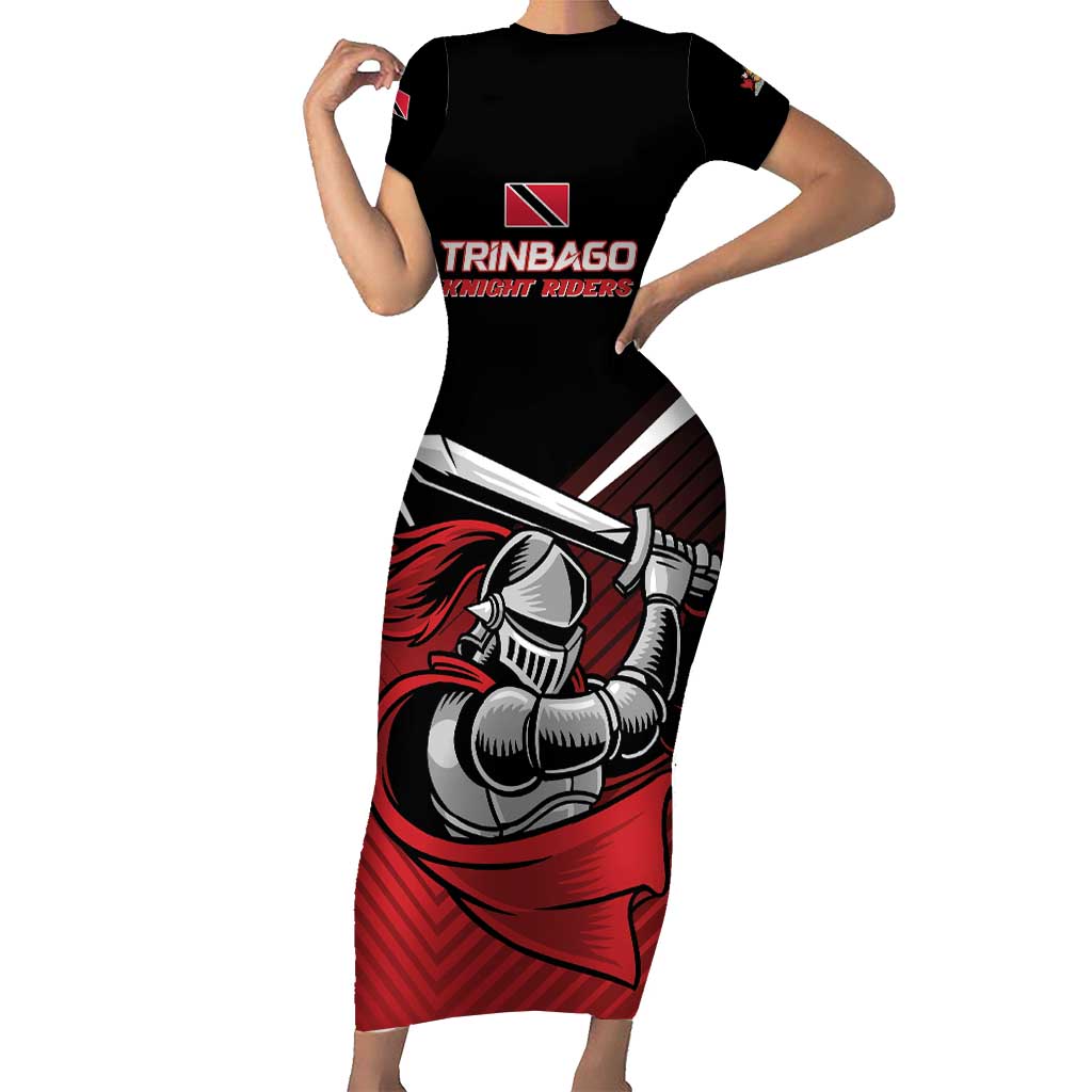 Custom Knight Riders Trinbago Cricket Short Sleeve Bodycon Dress Play Fight Win Repeat LT01
