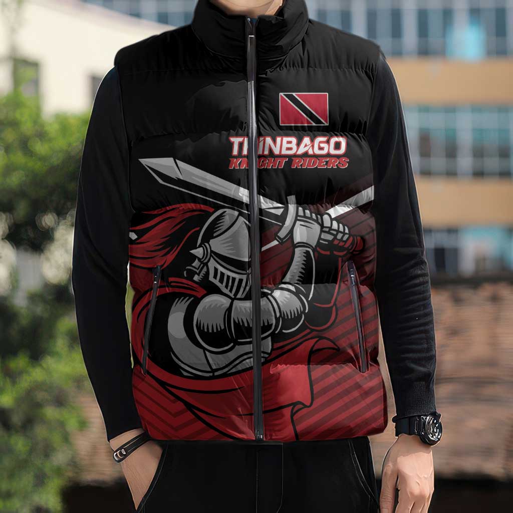 Custom Knight Riders Trinbago Cricket Sleeveless Puffer Jacket Play Fight Win Repeat - Wonder Print Shop