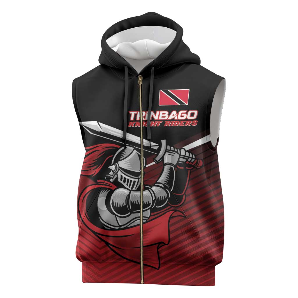 Custom Knight Riders Trinbago Cricket Sleeveless Zip Hoodie Play Fight Win Repeat - Wonder Print Shop