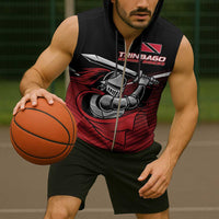 Custom Knight Riders Trinbago Cricket Sleeveless Zip Hoodie Play Fight Win Repeat - Wonder Print Shop