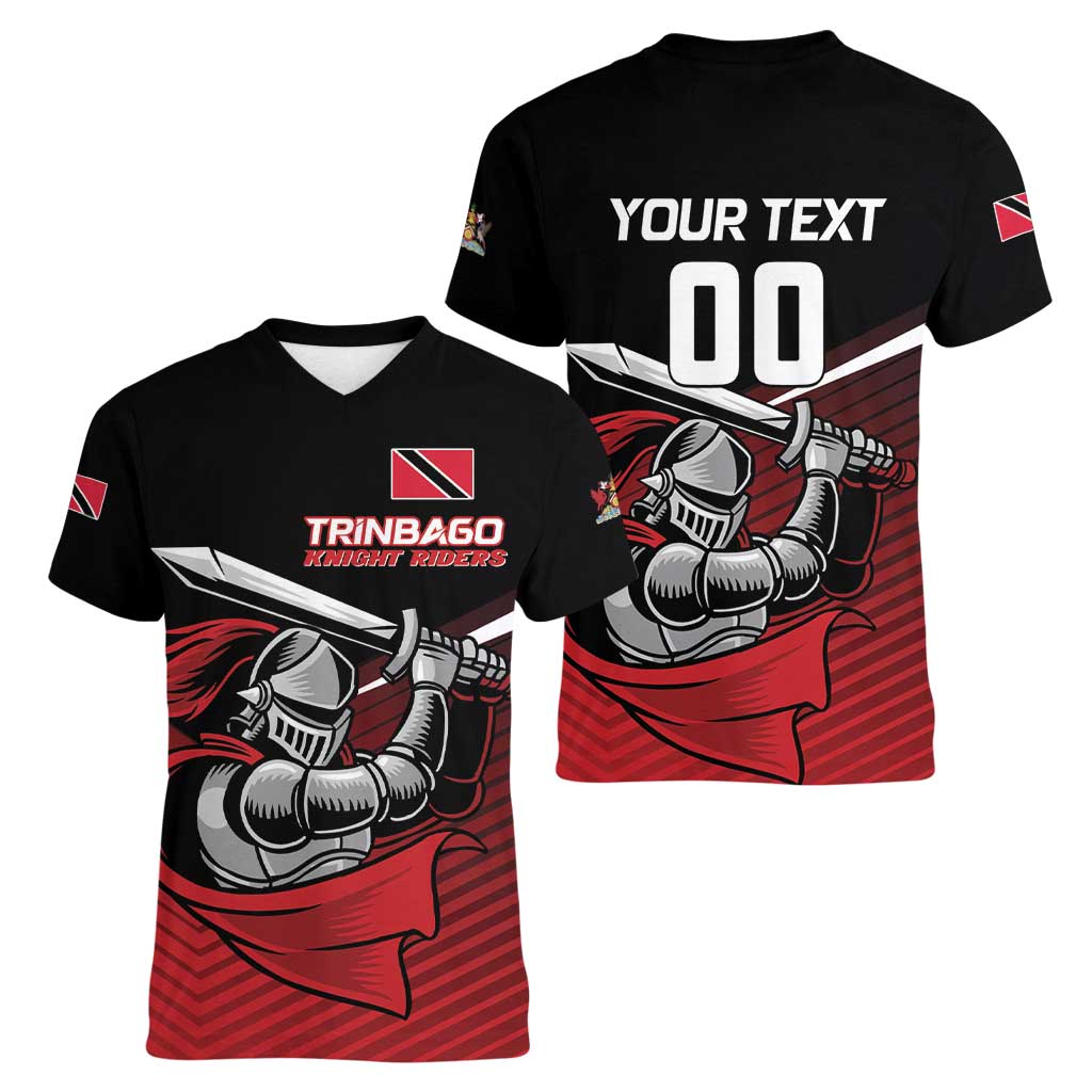 Custom Knight Riders Trinbago Cricket Women V-Neck T-Shirt Play Fight Win Repeat LT01