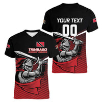 Custom Knight Riders Trinbago Cricket Women V-Neck T-Shirt Play Fight Win Repeat LT01