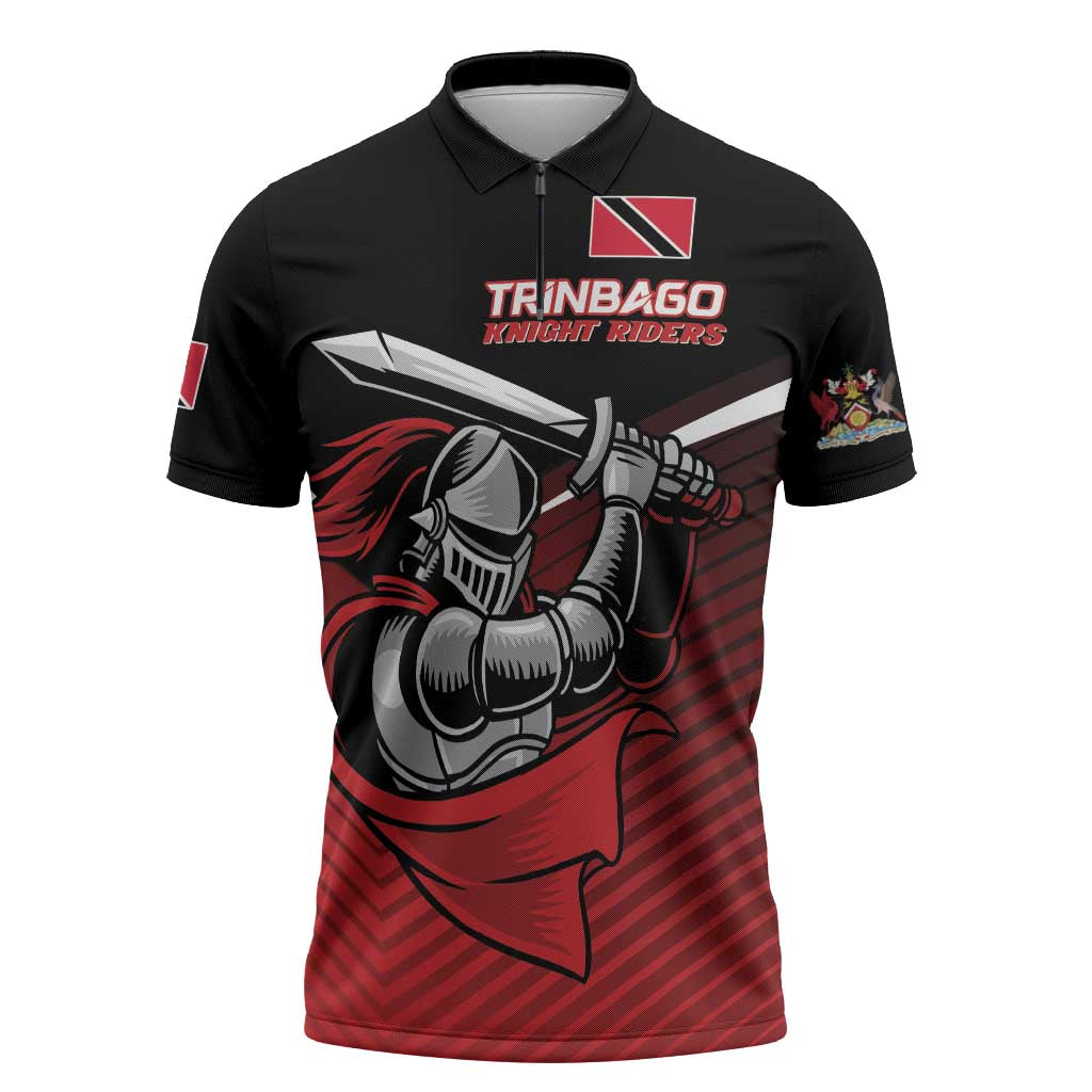 Custom Knight Riders Trinbago Cricket Zipper Polo Shirt Play Fight Win Repeat - Wonder Print Shop