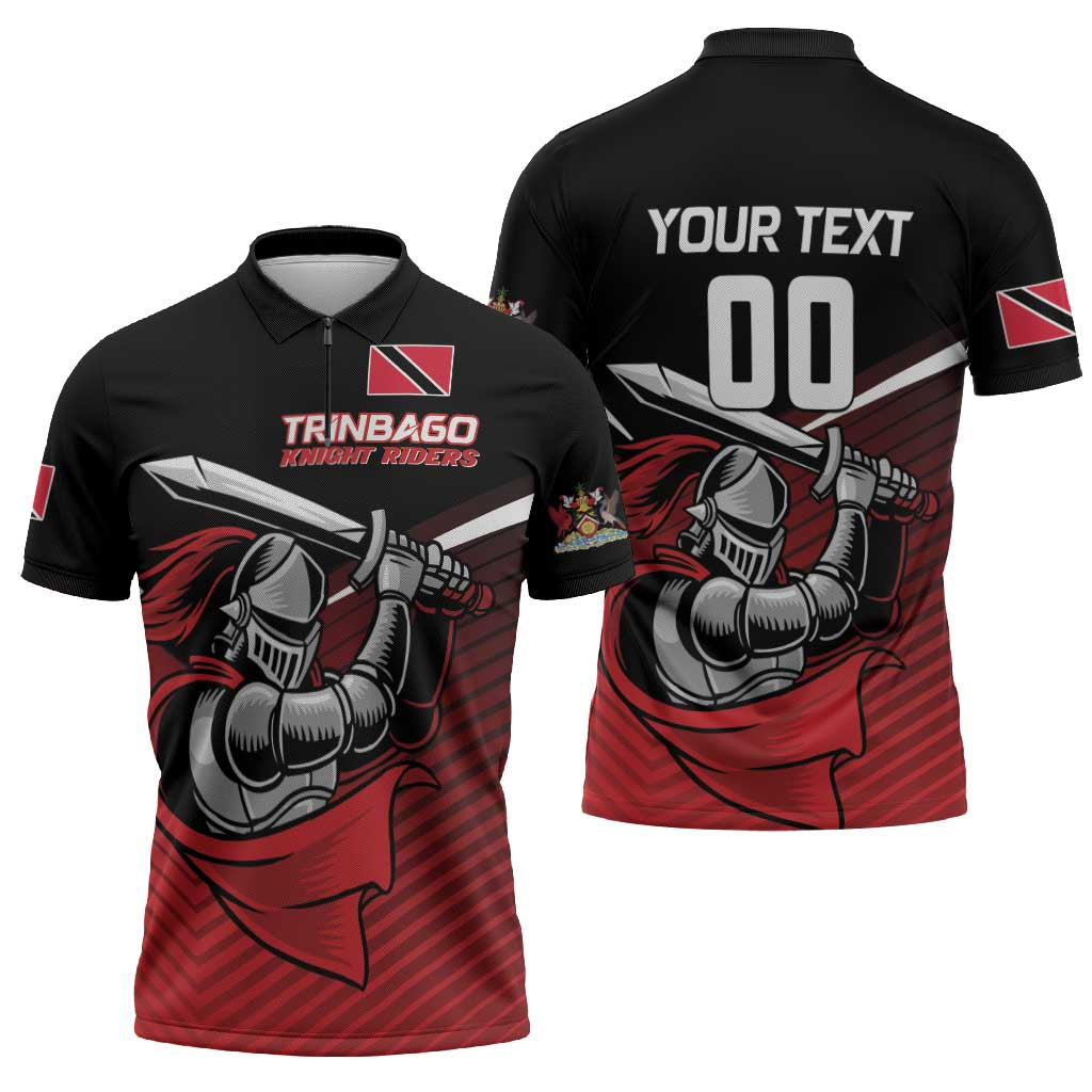 Custom Knight Riders Trinbago Cricket Zipper Polo Shirt Play Fight Win Repeat - Wonder Print Shop