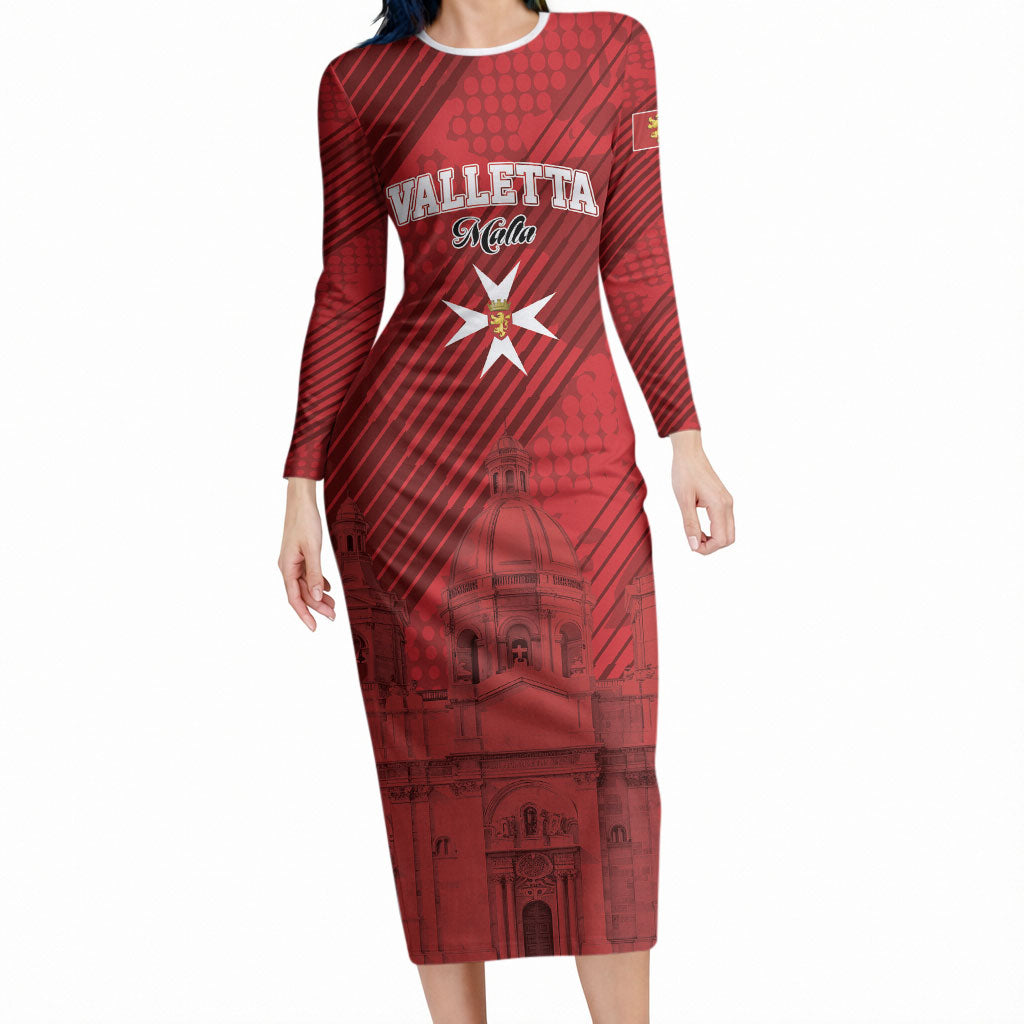 Personalised Malta Valletta Long Sleeve Bodycon Dress St Johns Cathedral