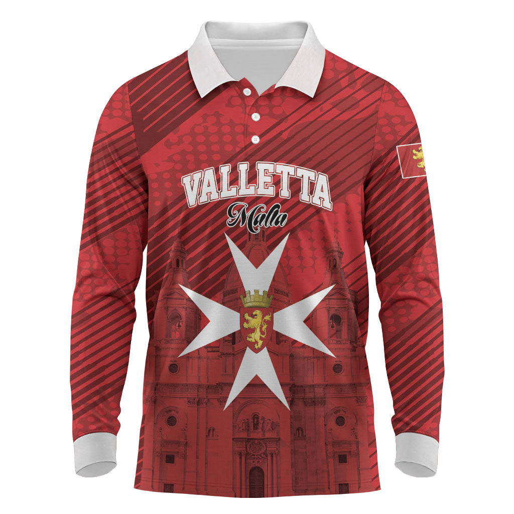 Personalised Malta Valletta Long Sleeve Polo Shirt St Johns Cathedral