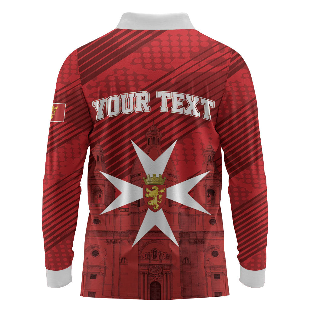Personalised Malta Valletta Long Sleeve Polo Shirt St Johns Cathedral