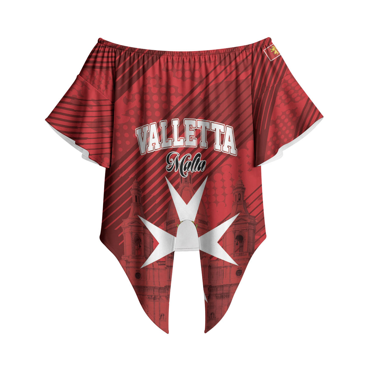 Personalised Malta Valletta Off Shoulder Wrap Waist Top St Johns Cathedral