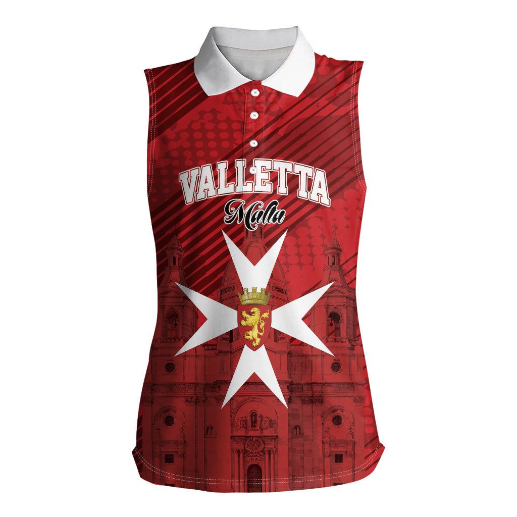 Personalised Malta Valletta Women Sleeveless Polo Shirt St Johns Cathedral