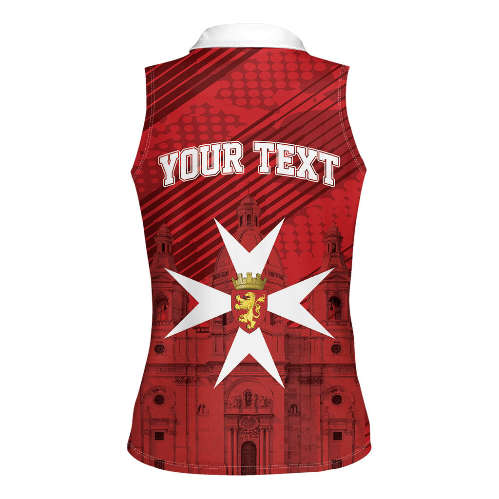 Personalised Malta Valletta Women Sleeveless Polo Shirt St Johns Cathedral
