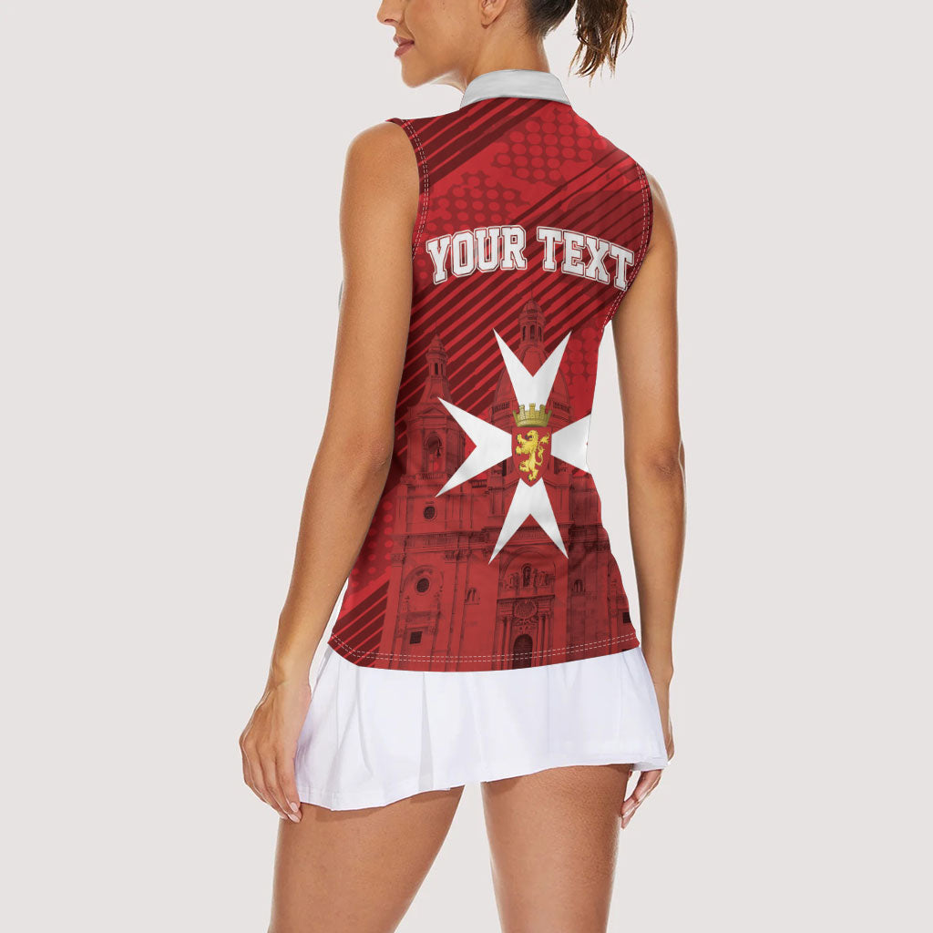 Personalised Malta Valletta Women Sleeveless Polo Shirt St Johns Cathedral