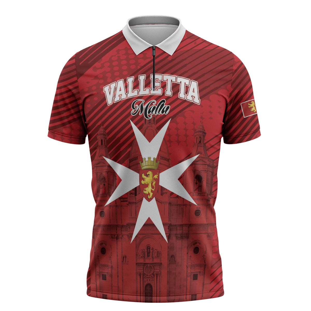 Personalised Malta Valletta Zipper Polo Shirt St Johns Cathedral