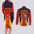Spain Football Couples Matching Long Sleeve Bodycon Dress and Long Sleeve Button Shirts La Roja 2024 Sporty Style - Wonder Print Shop