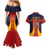 Spain Football Couples Matching Mermaid Dress and Hawaiian Shirt La Roja 2024 Sporty Style - Wonder Print Shop