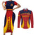 Spain Football Couples Matching Short Sleeve Bodycon Dress and Long Sleeve Button Shirts La Roja 2024 Sporty Style - Wonder Print Shop