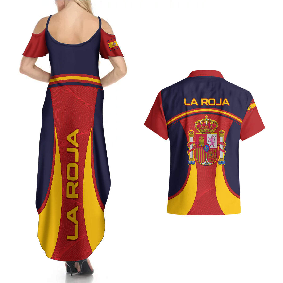 Spain Football Couples Matching Summer Maxi Dress and Hawaiian Shirt La Roja 2024 Sporty Style - Wonder Print Shop
