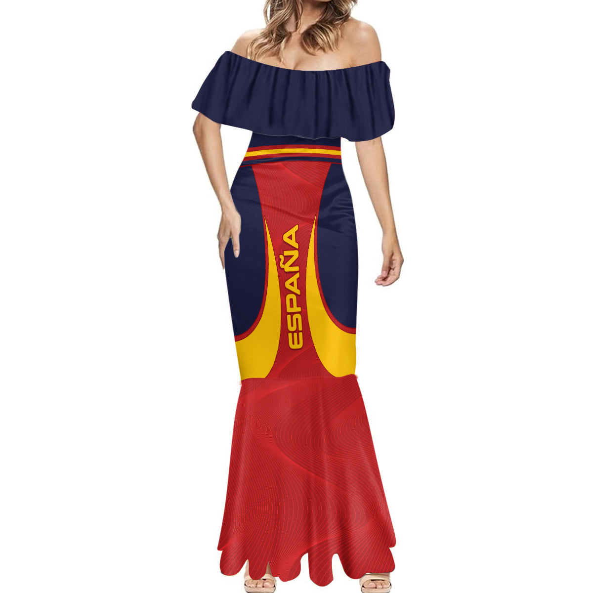Spain Football Mermaid Dress La Roja 2024 Sporty Style - Wonder Print Shop
